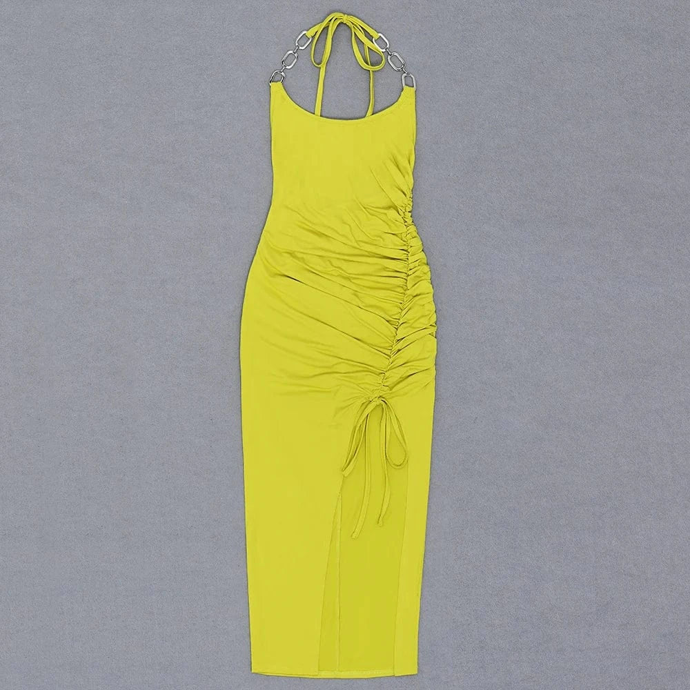 A5358  Fashion Purple Strapless Chain Cutout Loose Woman Spring Dresses 2024 Sexy