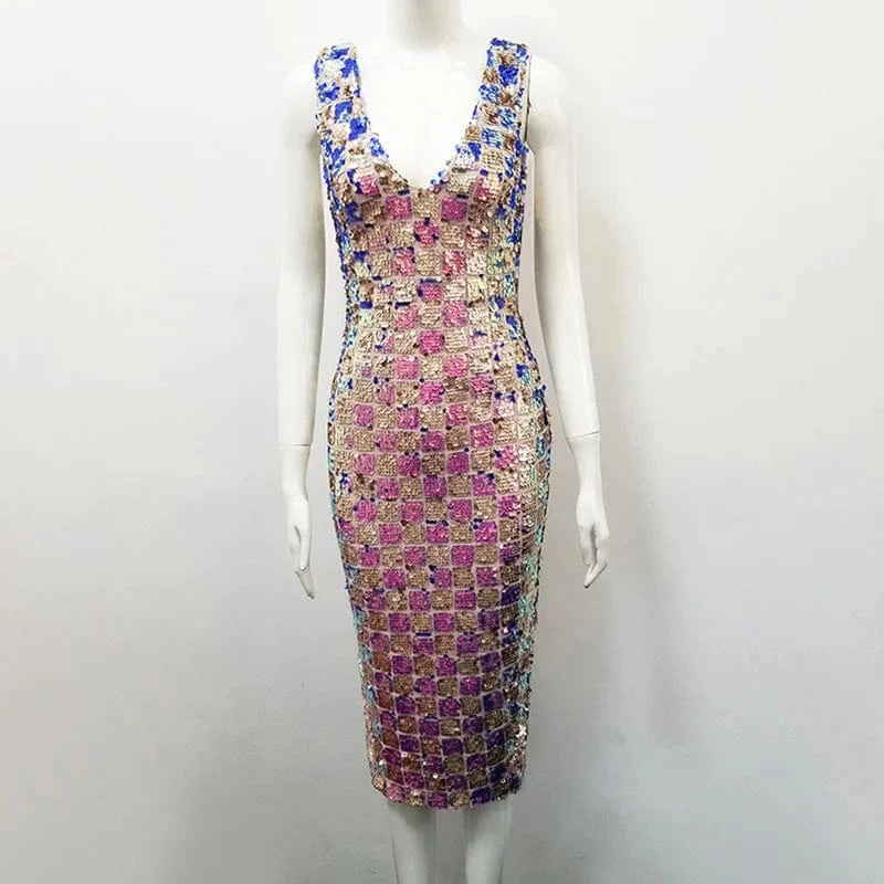 A5674 Sexy V-neck Fashion Women Long Evening Dress Sequin 2024 Prom Dresses vestido de festa