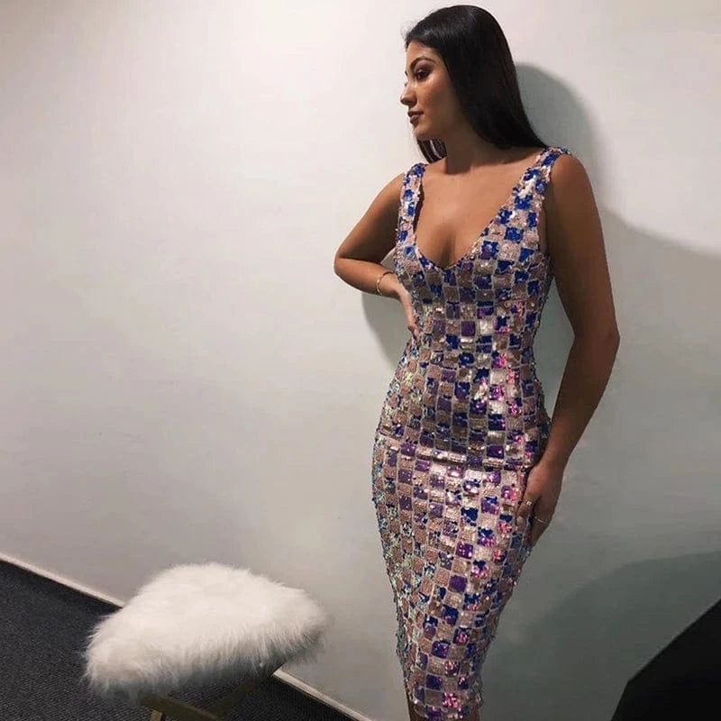 A5674 Sexy V-neck Fashion Women Long Evening Dress Sequin 2024 Prom Dresses vestido de festa