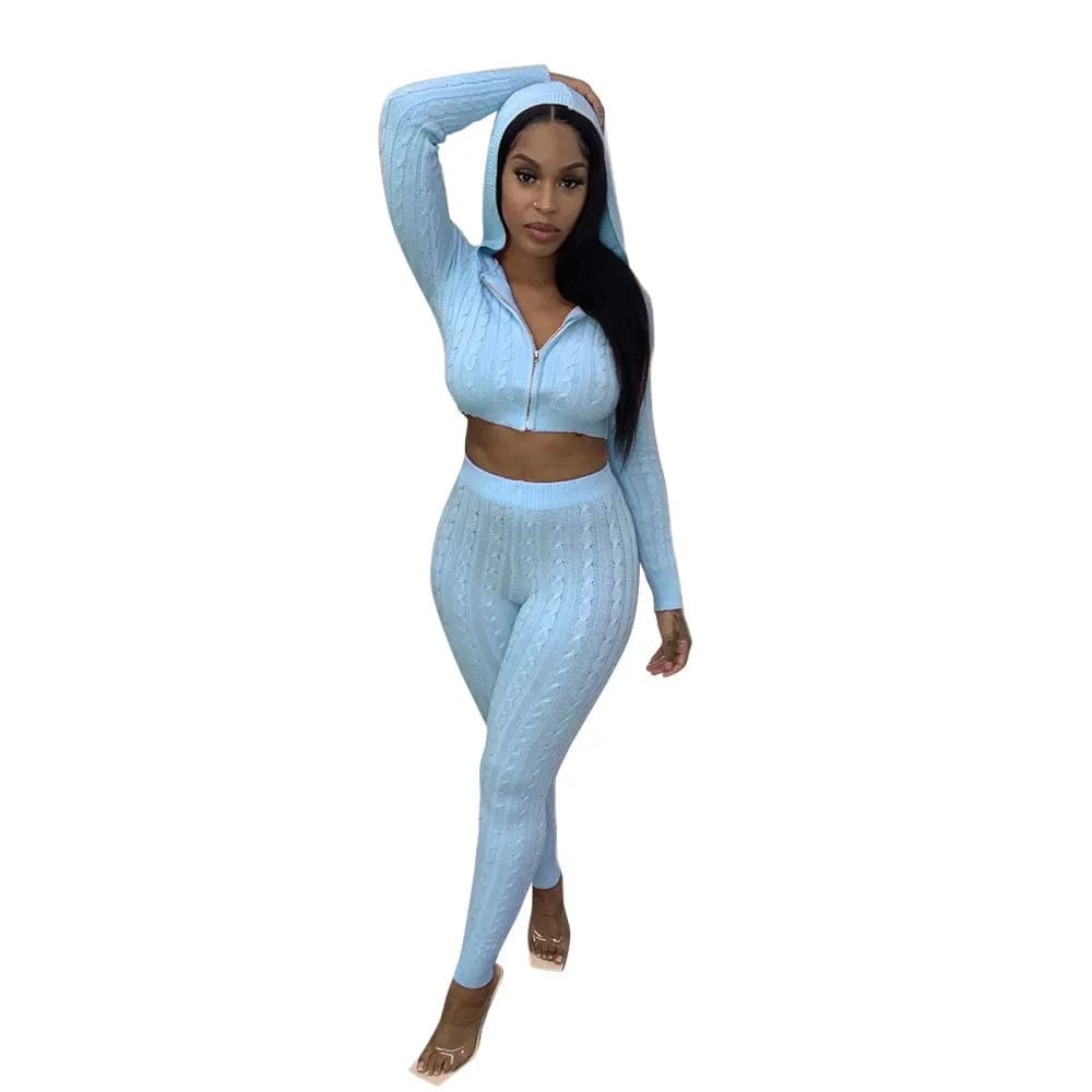 A6610 Best selling high quality sweater women winter sets undefined piece sets bodycon outfits strapless 2 piece sets clothing