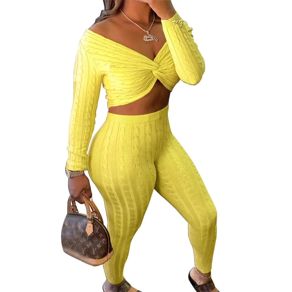 A6610 Best selling high quality sweater women winter sets undefined piece sets bodycon outfits strapless 2 piece sets clothing