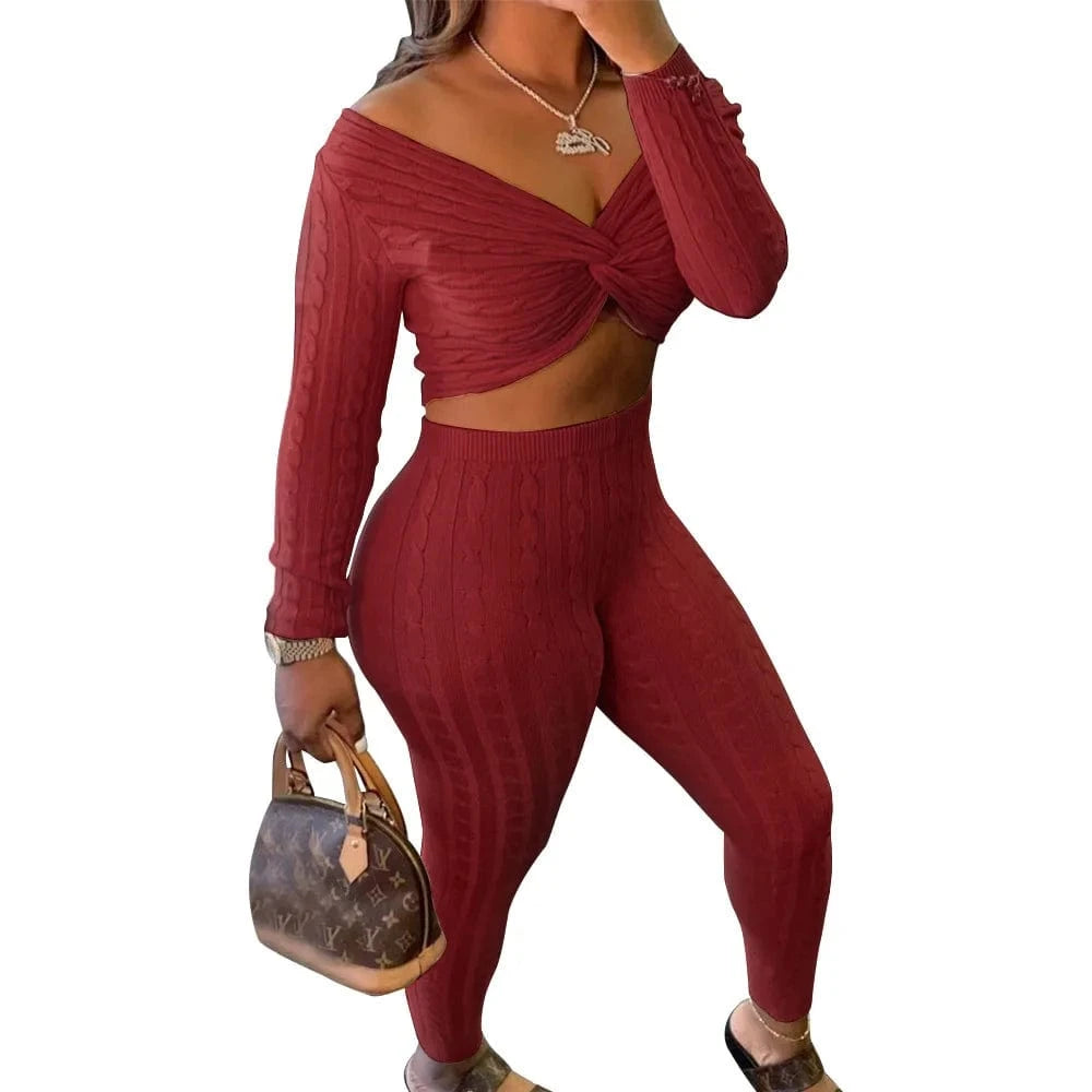A6610 Best selling high quality sweater women winter sets undefined piece sets bodycon outfits strapless 2 piece sets clothing