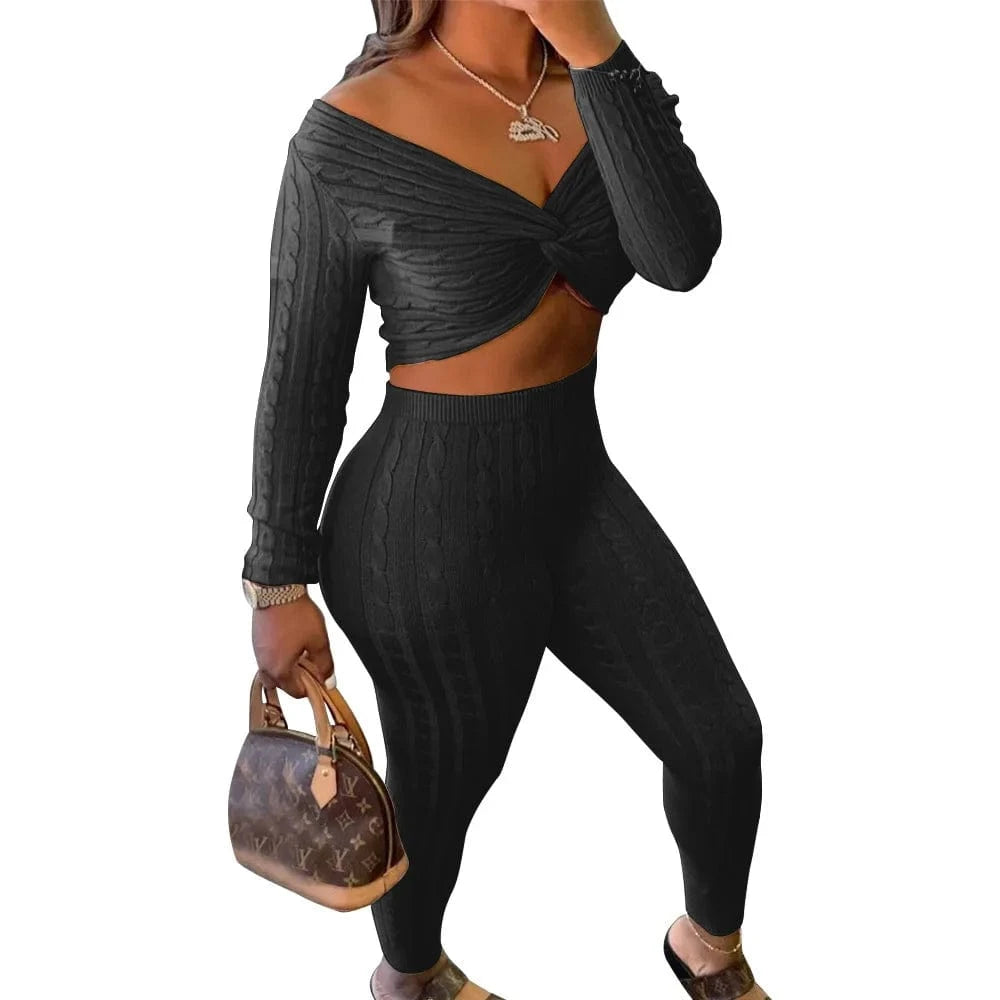 A6610 Best selling high quality sweater women winter sets undefined piece sets bodycon outfits strapless 2 piece sets clothing