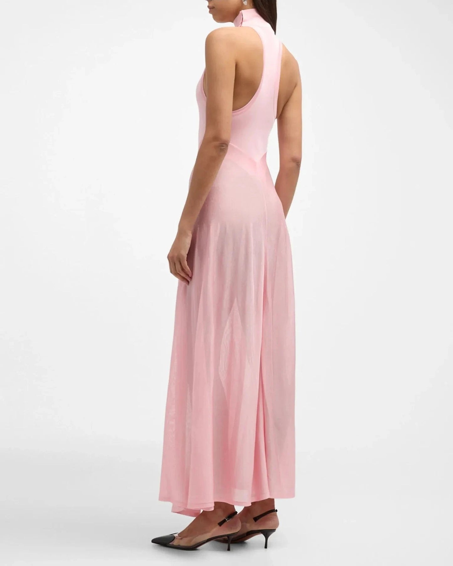 A9345 Fashion Western Styles Pink Women Midi Dress Sleeveless Elegant Summer Ladies Party Dress
