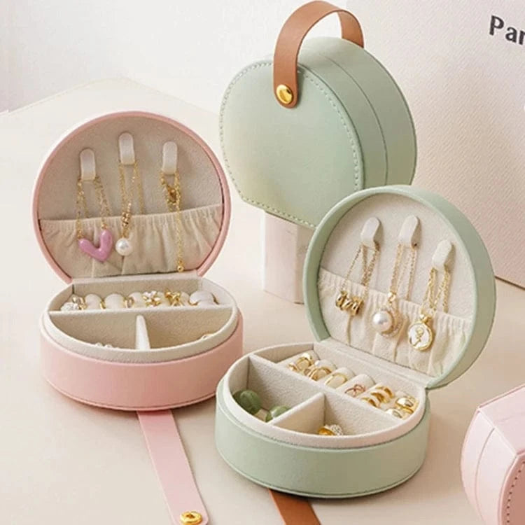 about 10 x 9 x 5 cm / pink New Fashionable Portable Jewelry Storage Case Handbag Necklace Ring Earrings Travel Jewelry Box