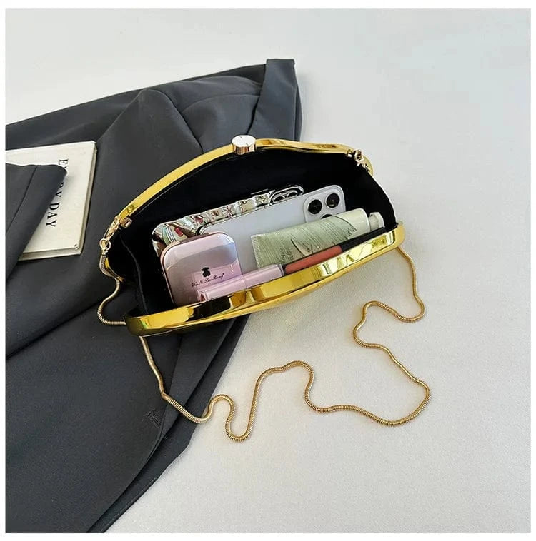 Acrylic Shell Shape Evening Clutch Purse Women Party Shiny Gold Silver Hand Bag New Clutch Bag Evening Bags 2024
