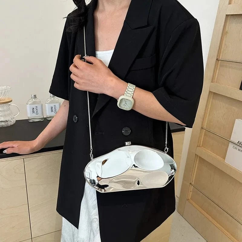 Acrylic Shell Shape Evening Clutch Purse Women Party Shiny Gold Silver Hand Bag New Clutch Bag Evening Bags 2024