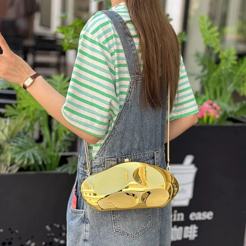 Acrylic Shell Shape Evening Clutch Purse Women Party Shiny Gold Silver Hand Bag New Clutch Bag Evening Bags 2024