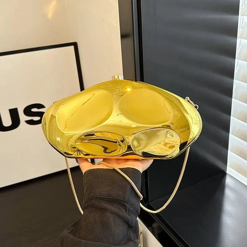 Acrylic Shell Shape Evening Clutch Purse Women Party Shiny Gold Silver Hand Bag New Clutch Bag Evening Bags 2024