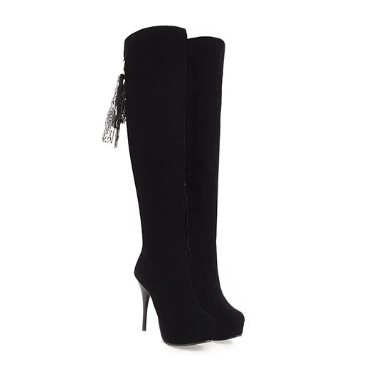 AD 8-10  New Trend Women's Over-the-Knee high Heels Boots Platform Thick Shoes Pointe Toe Boots boots women shoes knee-high o