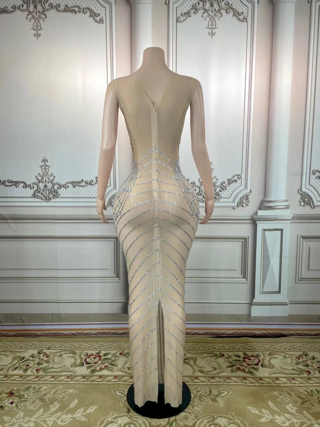 AD1490 Kimshein Vestidos Transparents Off Should Clothing Women Trending Sparkly Crystal Rhinestone Bodycon Maxi Dress