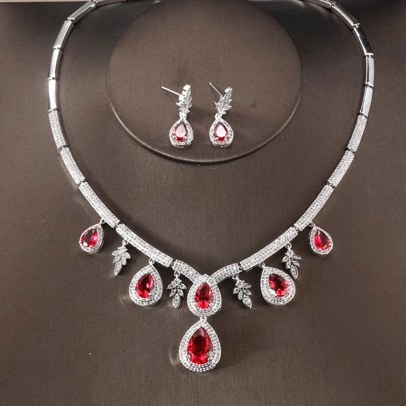 Adjustable open ring / SP227-Red Stone RAKOL SP168 Indian Jewelry Set 18k Gold Plated Zirconia Jewelry Set 925 Sterling Silver Luxury Wedding Jewelry sets For women