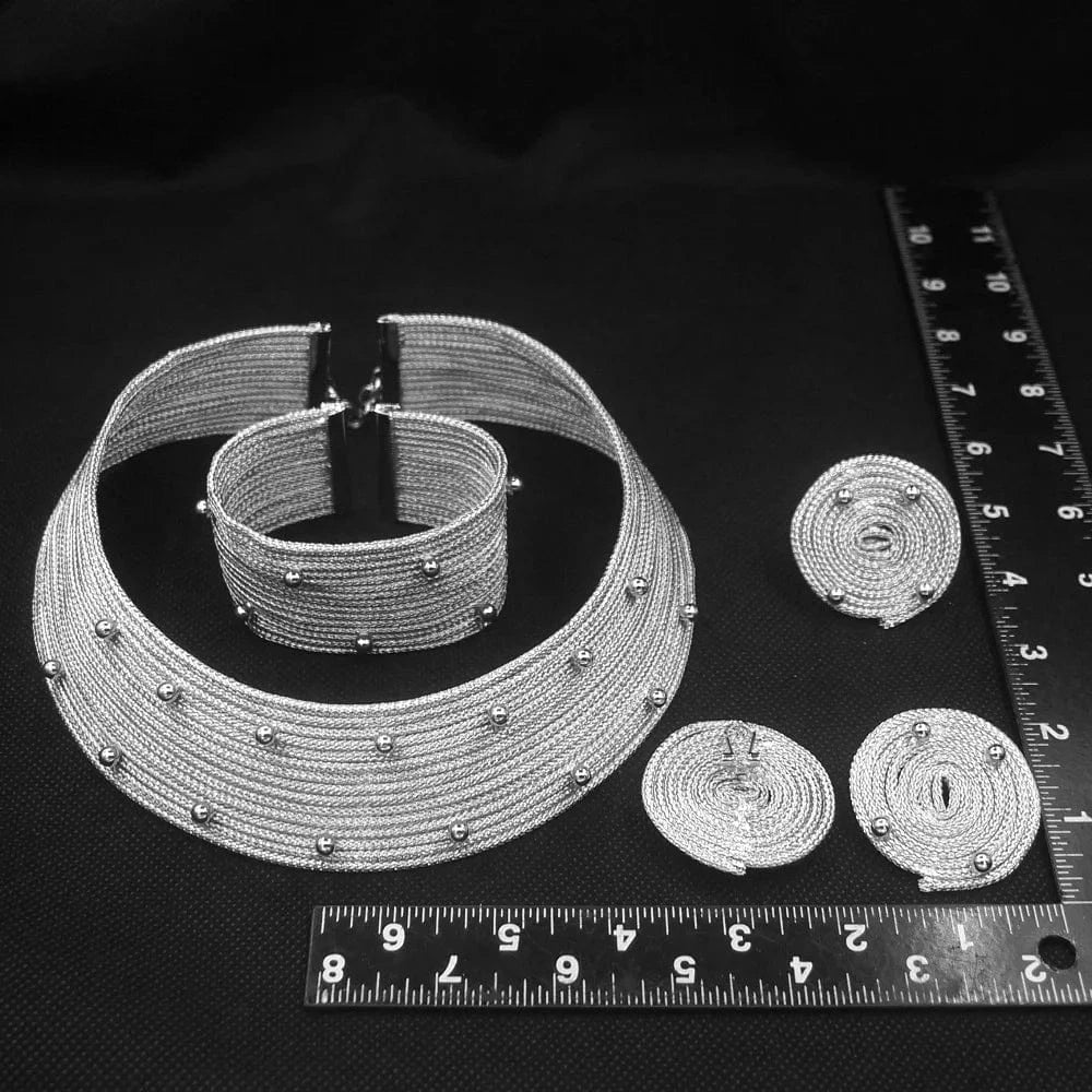 Adjustable / silver Fashionable European Brazilian Gold Jewelry Set African Hot Selling Jewelry Set Ladies Wedding Party Exquisite Jewelry