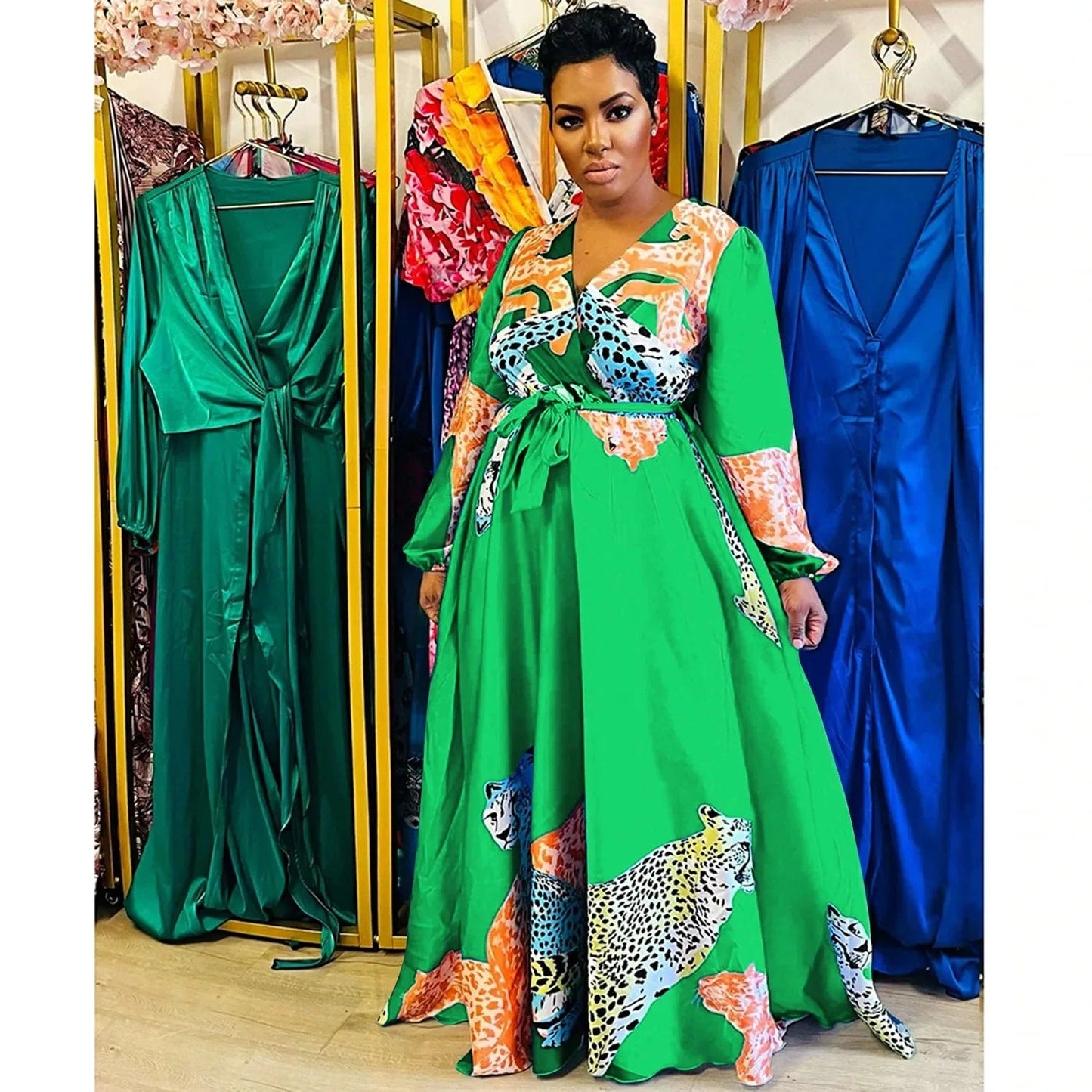 African Fashion Animal Print Maxi Dress