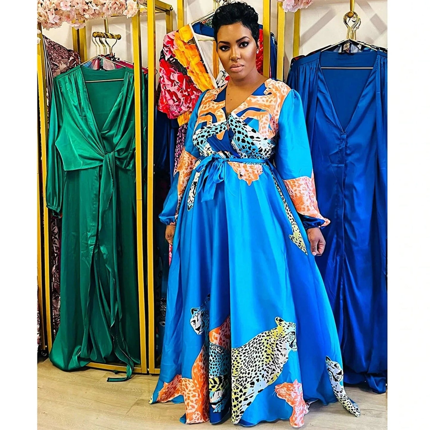 African Fashion Animal Print Maxi Dress