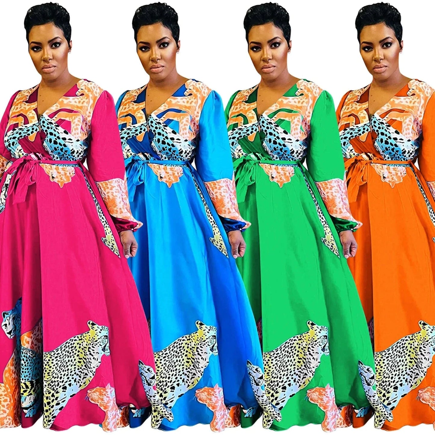 African Fashion Animal Print Maxi Dress