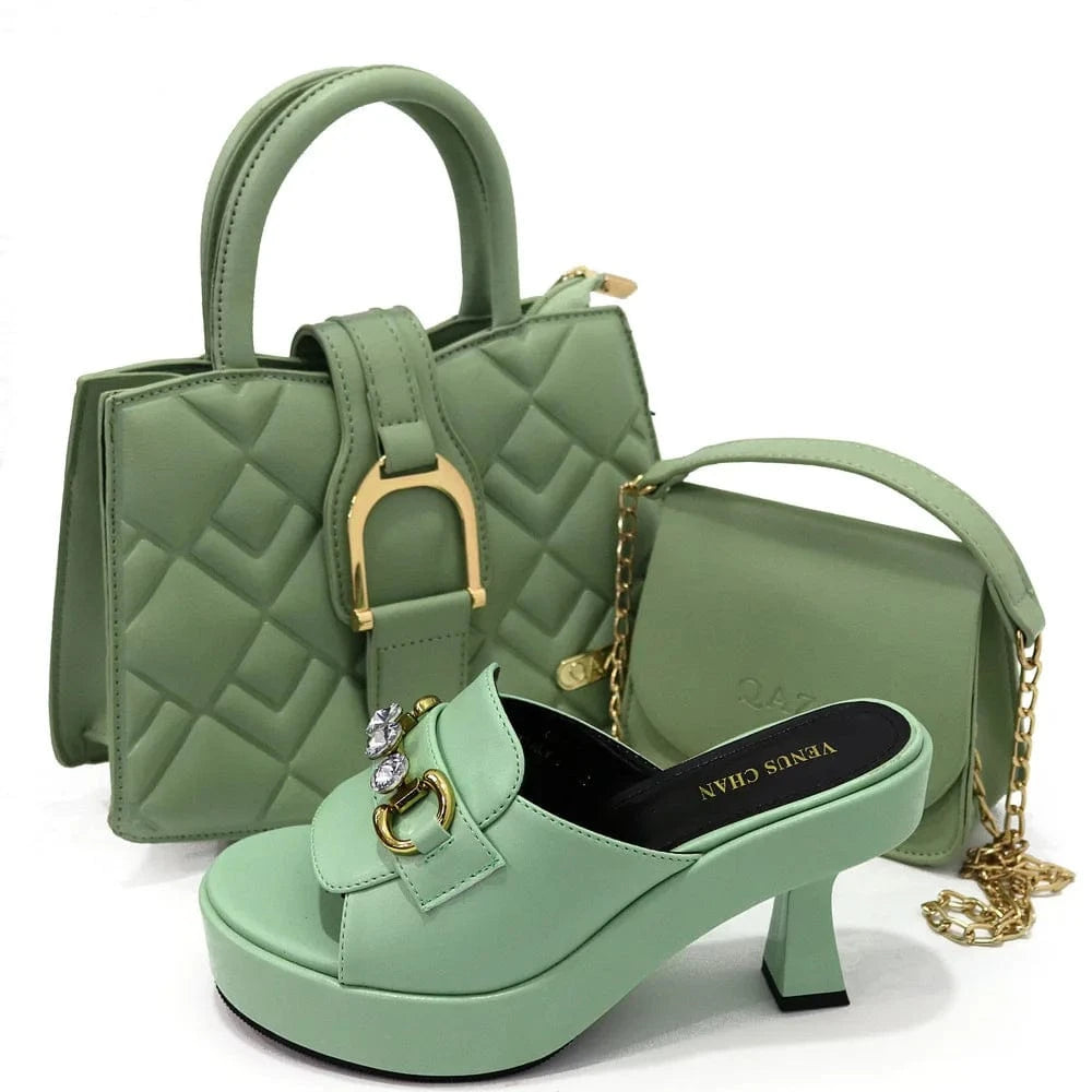 African Italian Luxury Fashion Ladies Custom Logo Shoes and Handbag Tote Bag With Matching Slides Shoes for Women