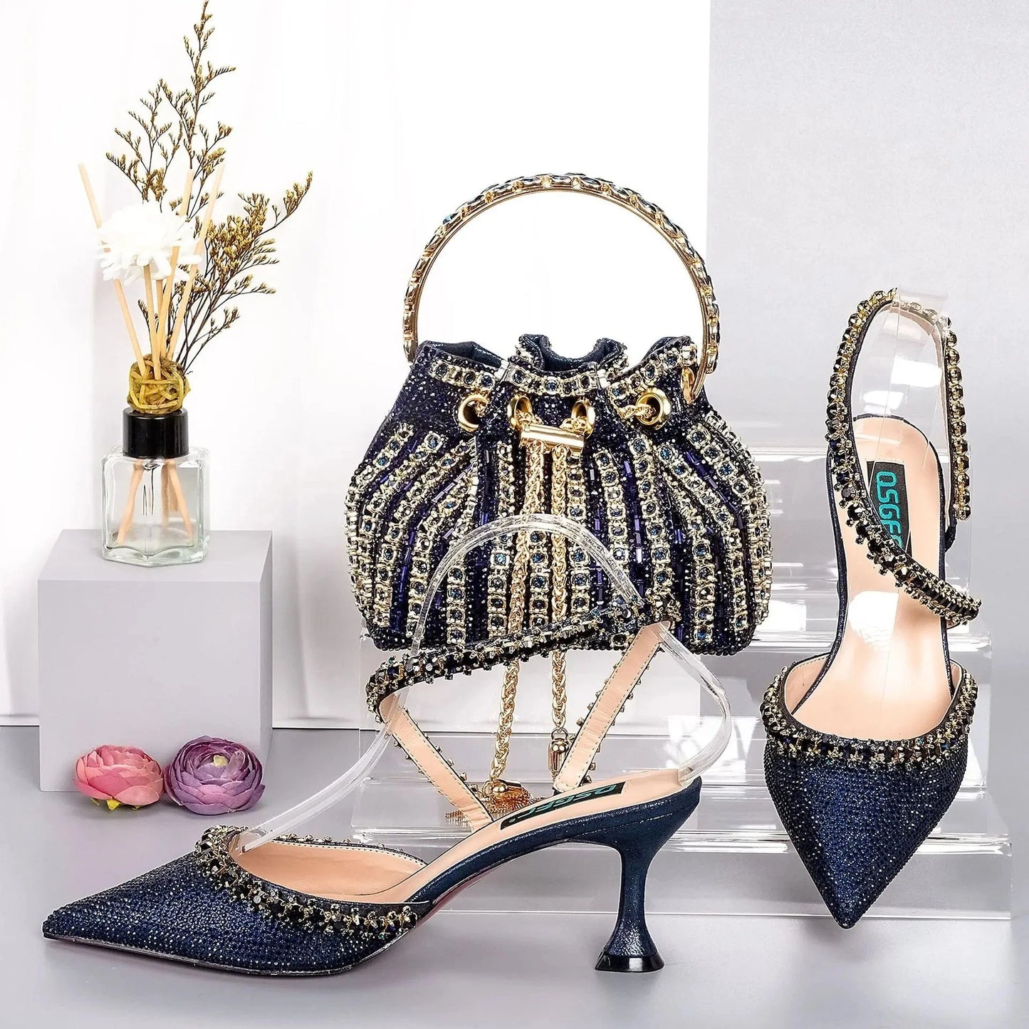 African Italian Party Women Ladies Colorful Sandal Handbag With Clutch Bag Sandals Multi Colored Hand Bags And Sandals