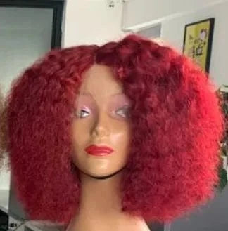 Afro curl 99J Curly bob / 10 Inches Verified Hair Supplier 99j Color 12aPeruvian Double Drawn Funmi Hair No Lace Full Head Wig Pure Human Hair Short Bob with Fringe