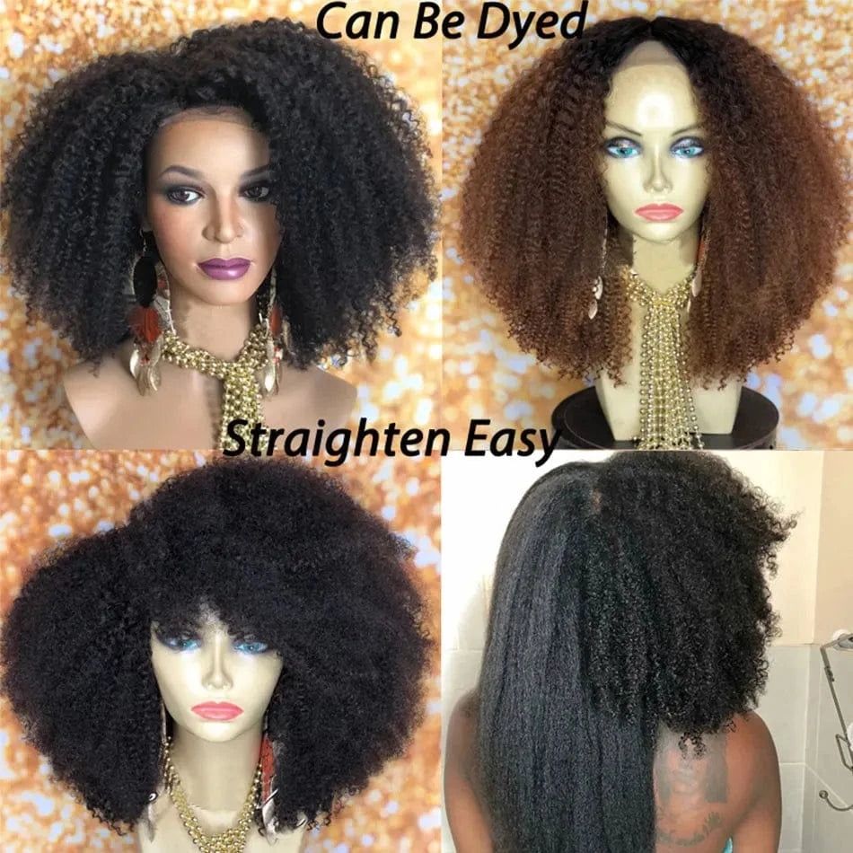 Afro Kinky Wigs brazilian Remy 150 Density Pre Plucked Lace kinky curly Wig 13x4 Lace Front Human Hair Wigs For Black Women