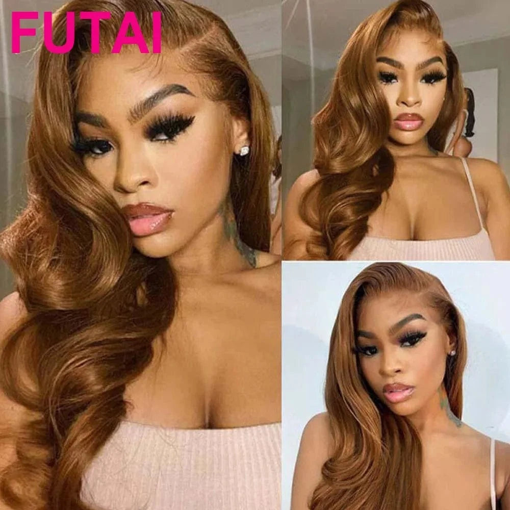 Amara Black Friday 100% Real 13*4 Brazilian Virgin Hair And Body Wave Ginger Orange 10-26 Inch Lace Front Wigs Full Lace Wigs