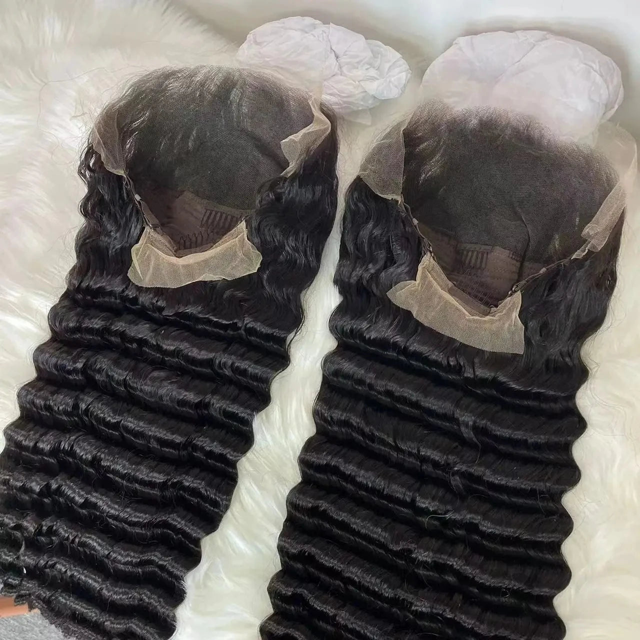 Amara hot selling 40 inch deep wave hd full frontal wigs front loose deep wave curly wig deep wave transparent lace wig vendors