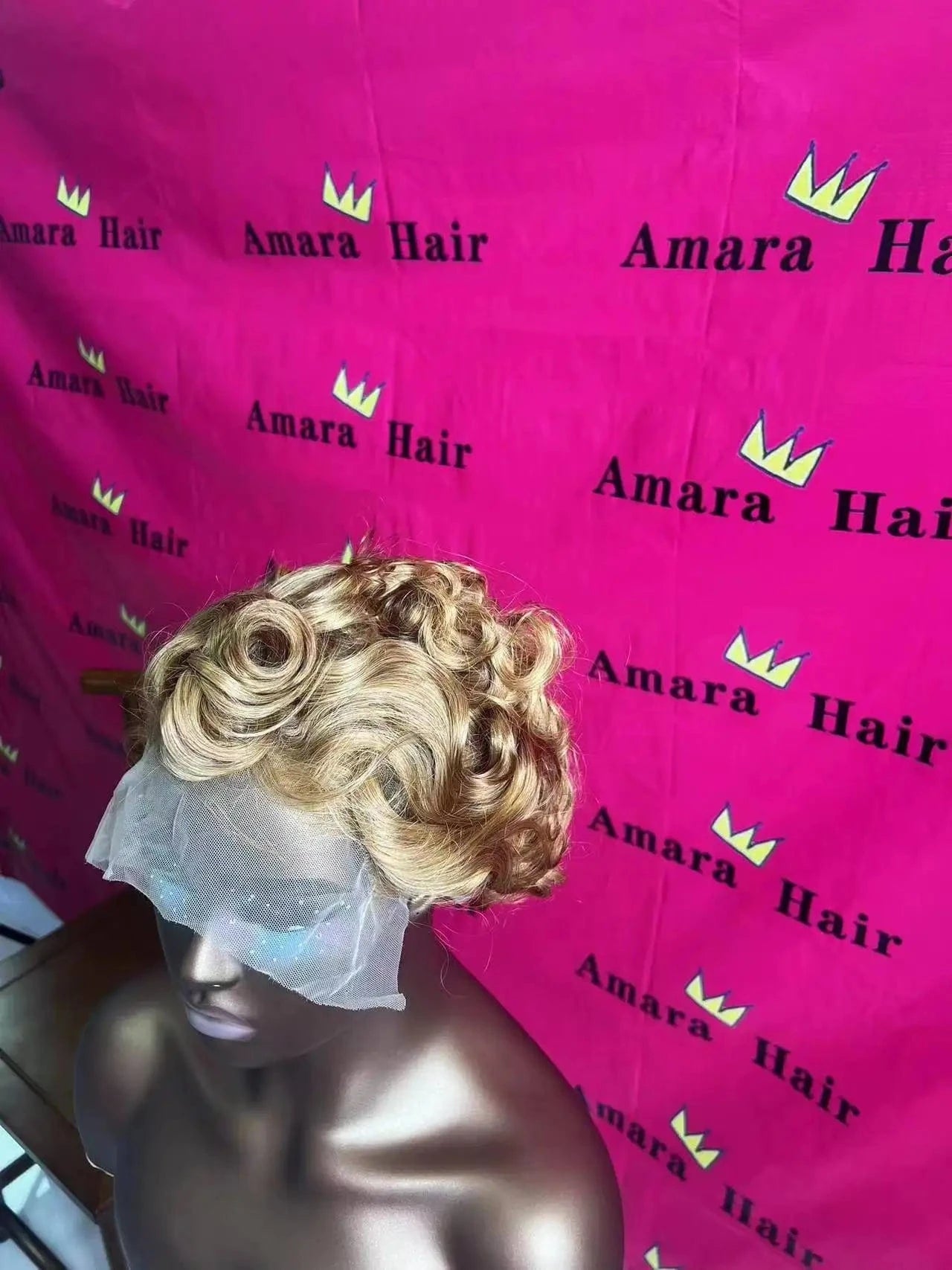 Amara hot selling brazilian pixie wigs yellow color human hair hd thin lace wig 200% density vietnamese pixie curl wigs in stock