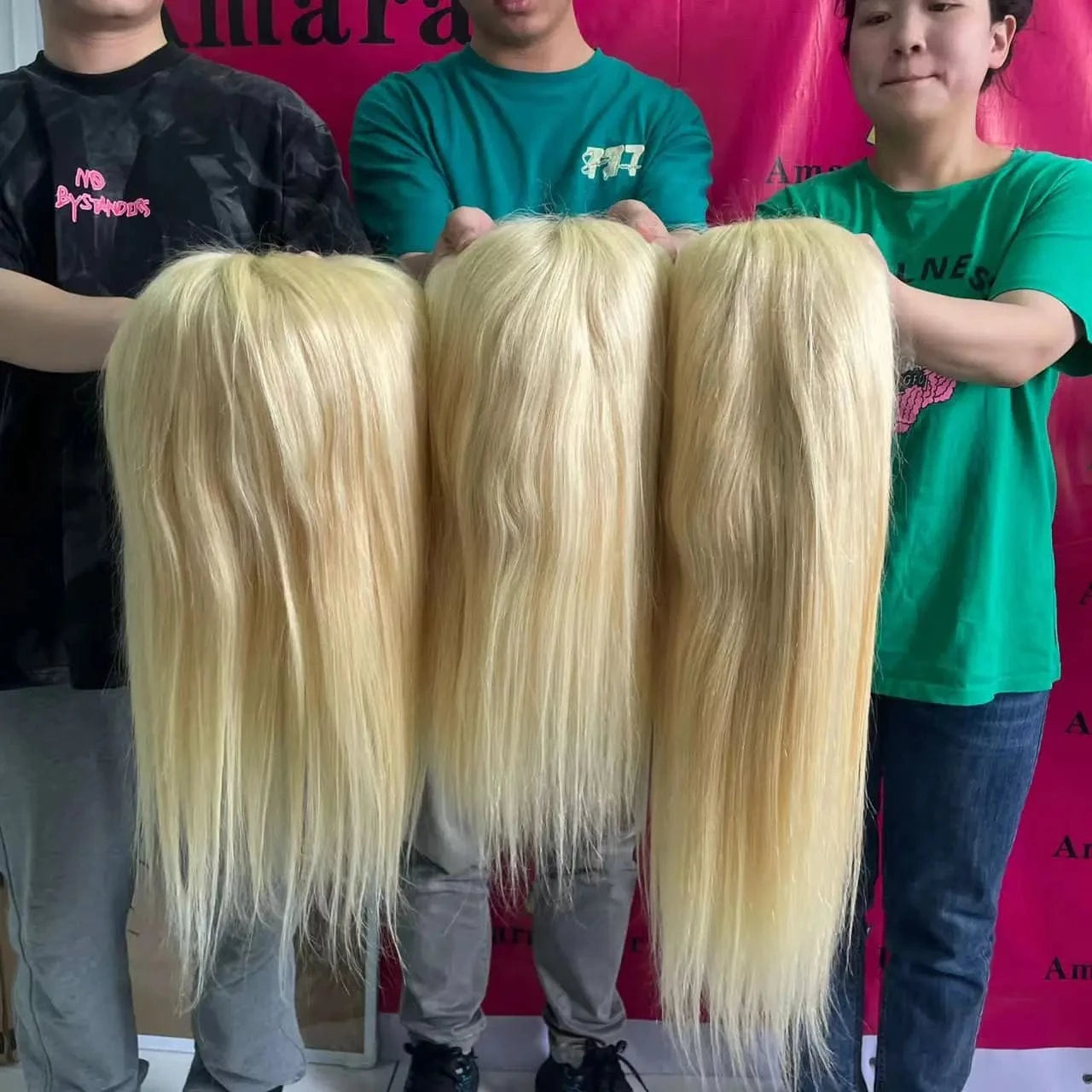 Amara hot selling double drawn wigs with fringe blonde transparent lace platinum blonde glueless lace wig humain blond in stock