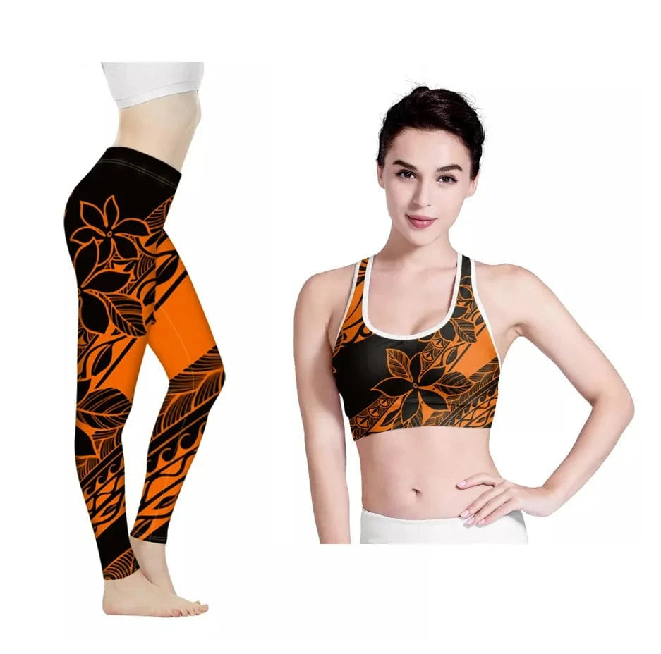 Amazon Hot Hawaii Hibiscus Flowers Design Bra/Legging for Women 2022 Fashionable Yoga Sets Fitness Women Custom Print Yoga Set