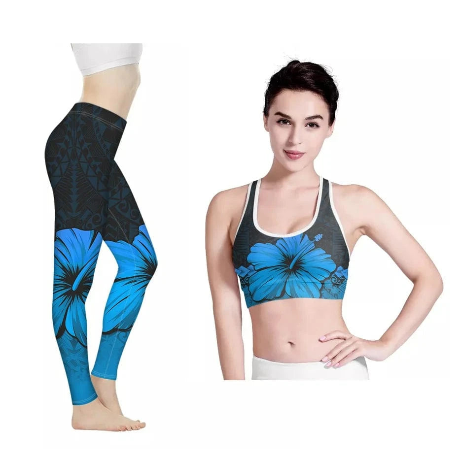 Amazon Hot Hawaii Hibiscus Flowers Design Bra/Legging for Women 2022 Fashionable Yoga Sets Fitness Women Custom Print Yoga Set