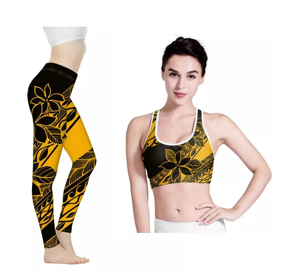 Amazon Hot Hawaii Hibiscus Flowers Design Bra/Legging for Women 2022 Fashionable Yoga Sets Fitness Women Custom Print Yoga Set