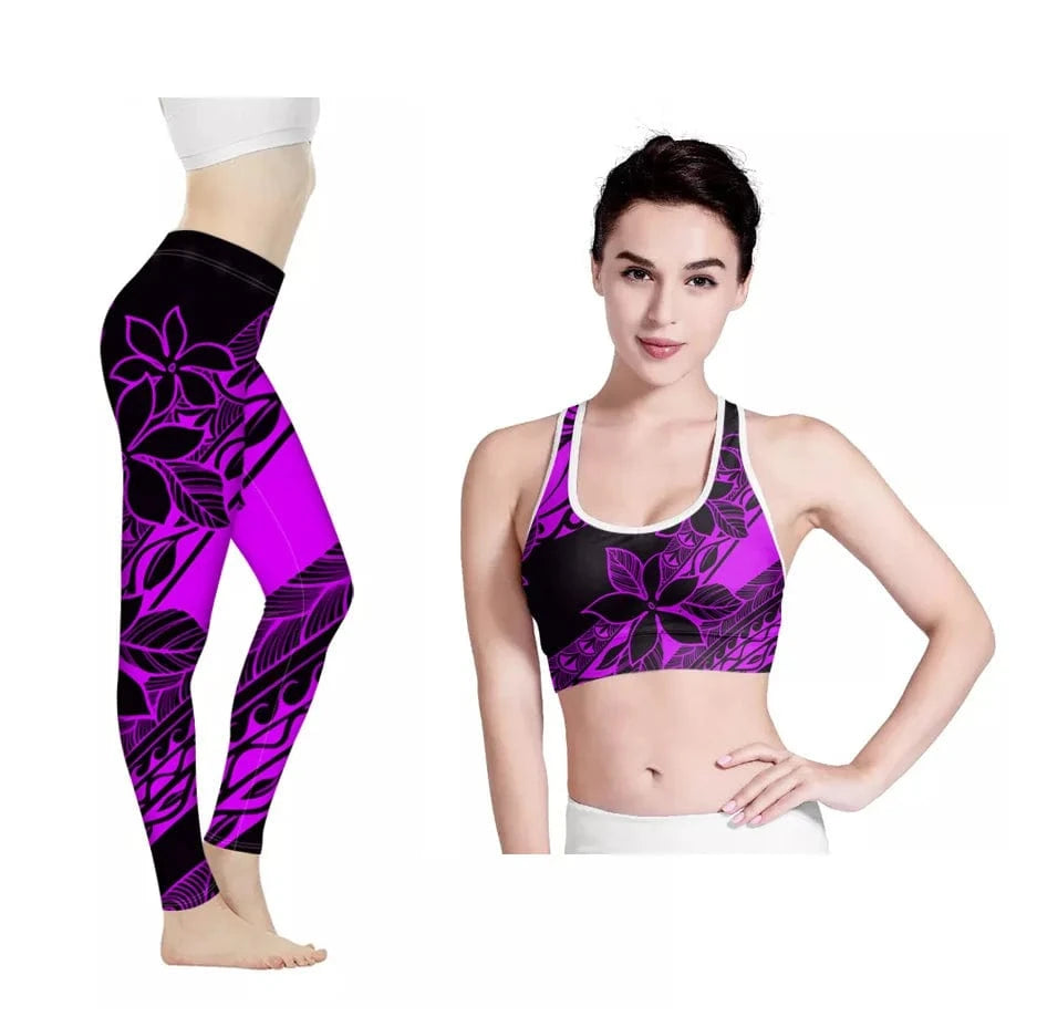 Amazon Hot Hawaii Hibiscus Flowers Design Bra/Legging for Women 2022 Fashionable Yoga Sets Fitness Women Custom Print Yoga Set