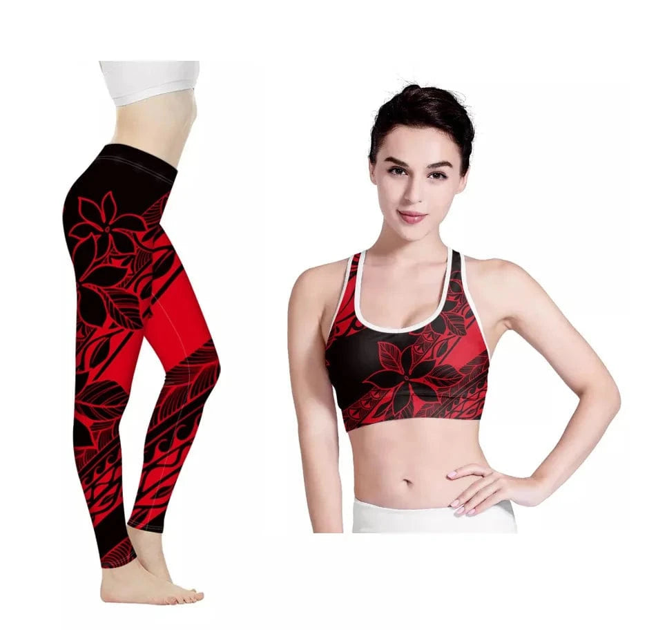 Amazon Hot Hawaii Hibiscus Flowers Design Bra/Legging for Women 2022 Fashionable Yoga Sets Fitness Women Custom Print Yoga Set