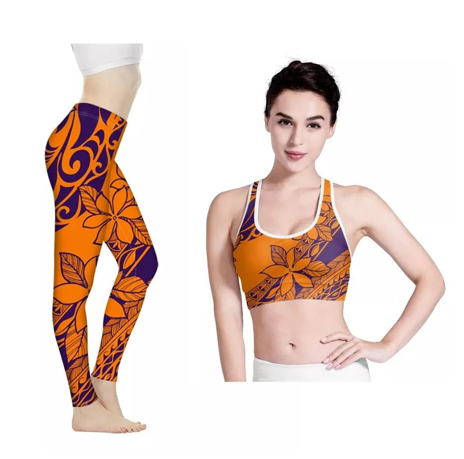Amazon Hot Hawaii Hibiscus Flowers Design Bra/Legging for Women 2022 Fashionable Yoga Sets Fitness Women Custom Print Yoga Set