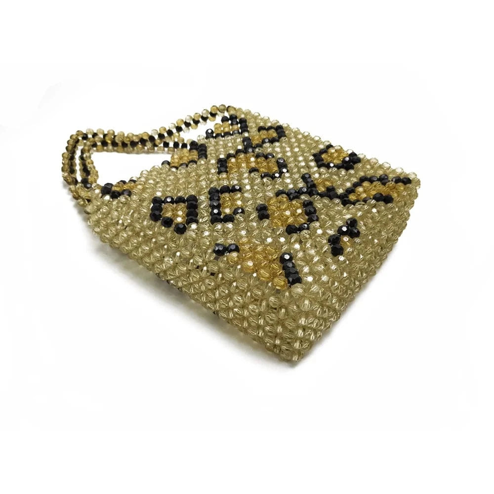 Amber Color Beading Women Bag Leopard Clutch Unique Handbag 2021 New