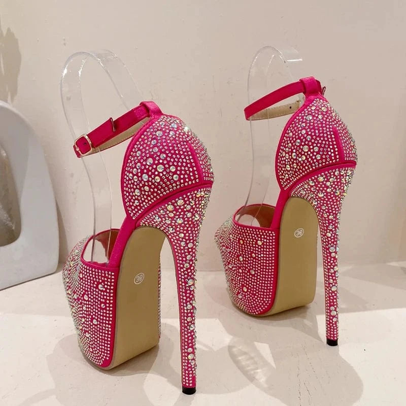 Aneikeh Polka Dot Sexy Open Toe 16CM High Heels Party Dress Platform Women Shoes Flock Spring/ Autumn New 2024 Fashion Sandals