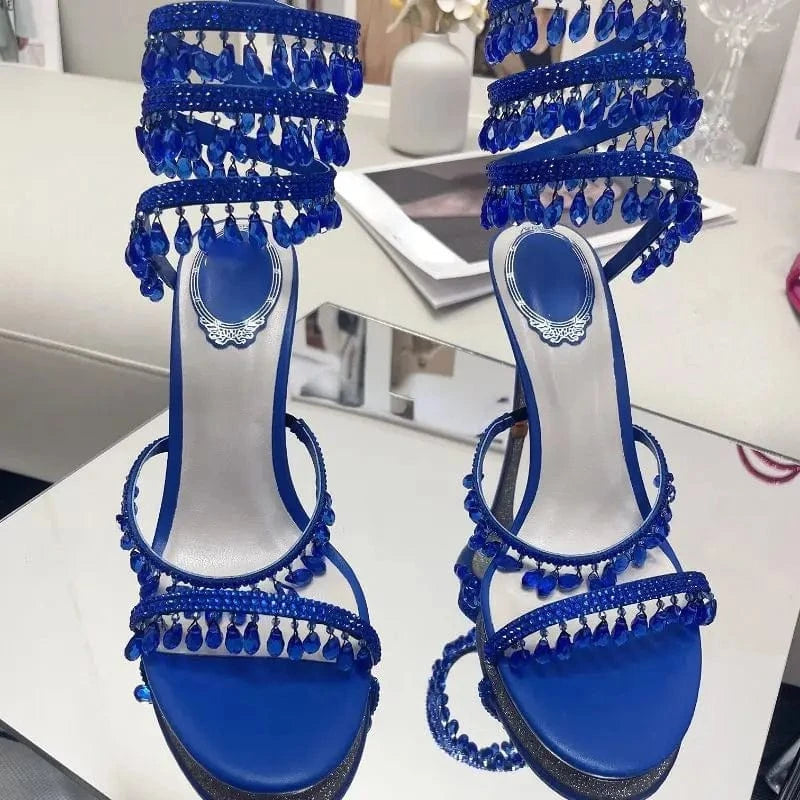 Ankle Wrap New Trend Tacones De Mujer Ankle Strap Custom Shoes Women Stretch Wire Heels