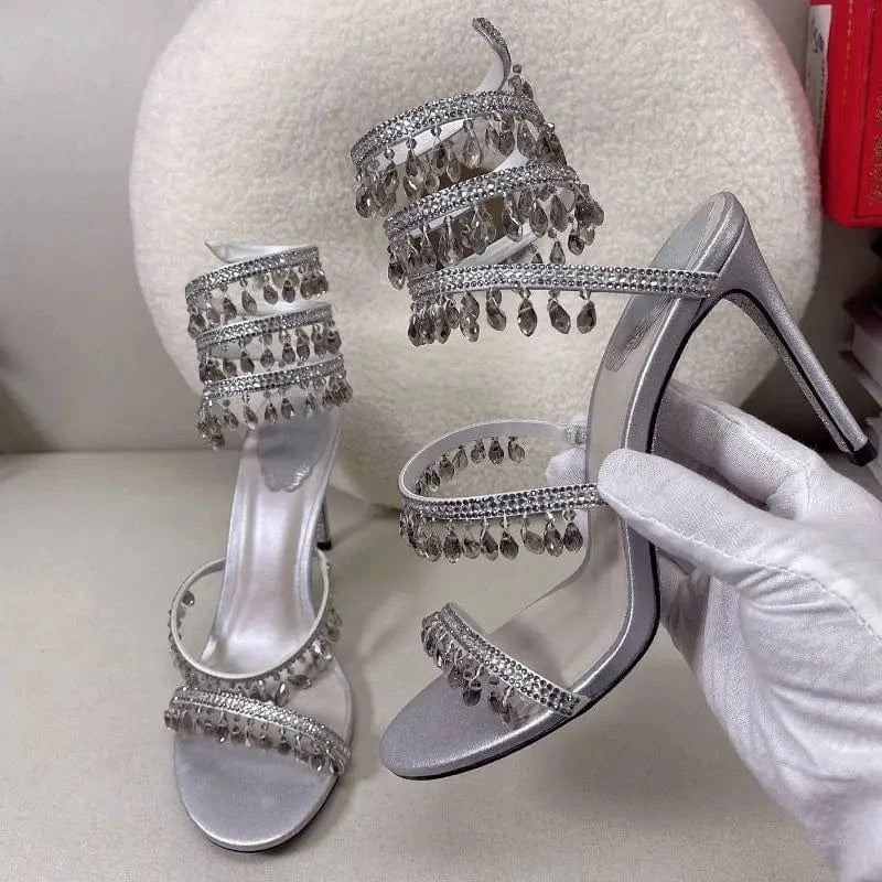 Ankle Wrap New Trend Tacones De Mujer Ankle Strap Custom Shoes Women Stretch Wire Heels