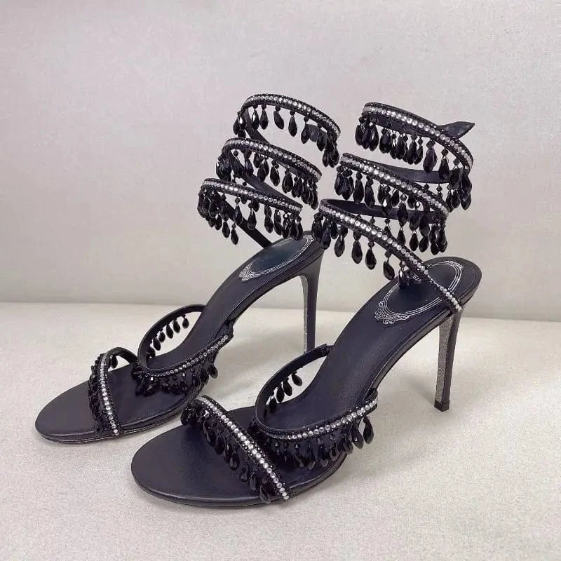 Ankle Wrap New Trend Tacones De Mujer Ankle Strap Custom Shoes Women Stretch Wire Heels
