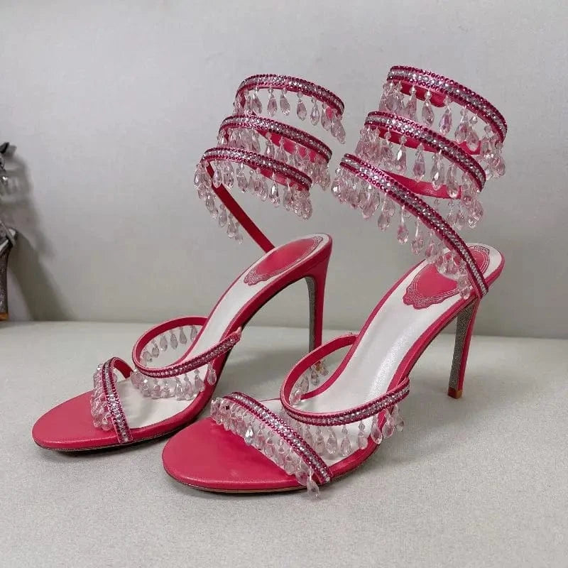 Ankle Wrap New Trend Tacones De Mujer Ankle Strap Custom Shoes Women Stretch Wire Heels