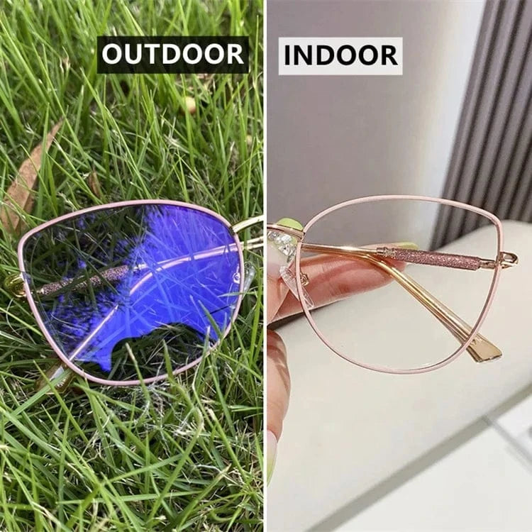 anti blue light photochromic white gold metal diamond 2024 photogray anti reflection bezel computer women frames for eye glasses