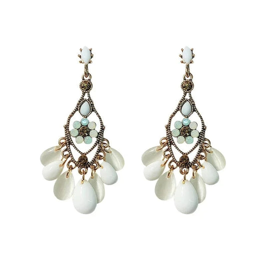 antique traditional opal huggie indian earrings jewelry