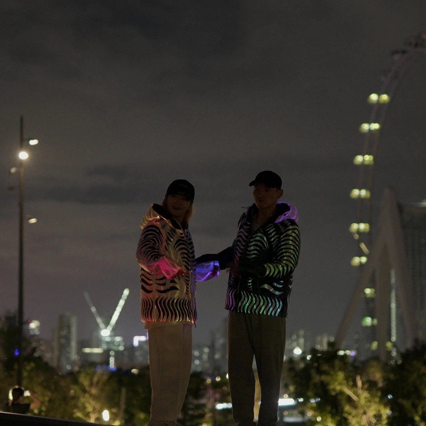 App software control Warm luminous fiber optic led light up puffer down jacket Coats