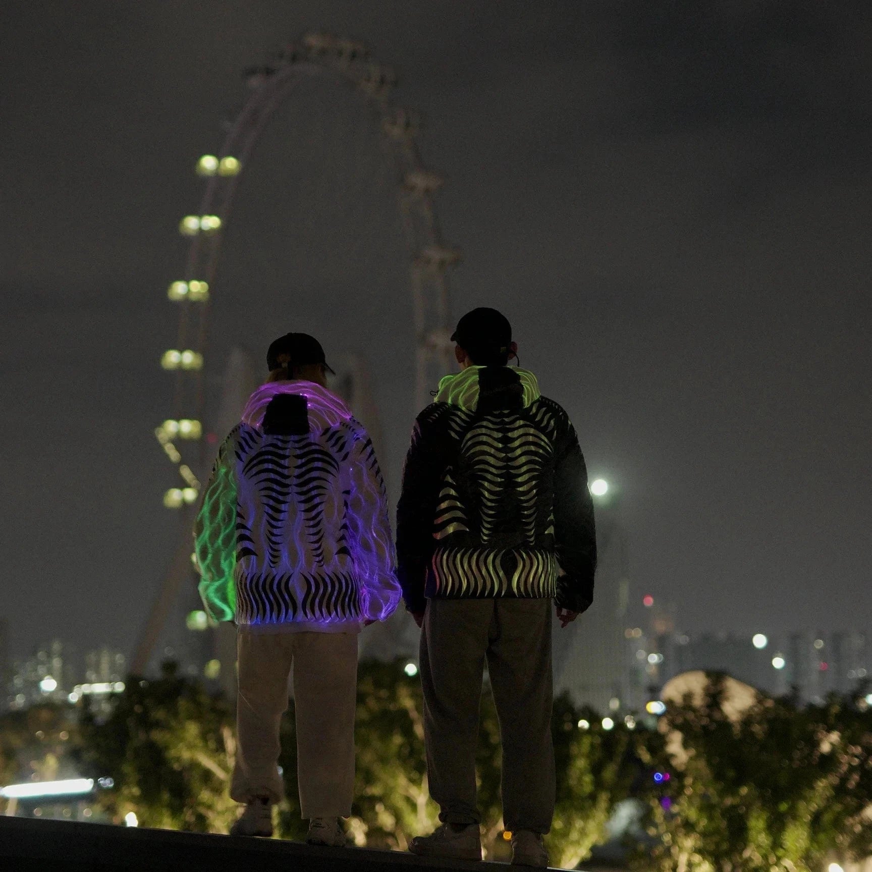 App software control Warm luminous fiber optic led light up puffer down jacket Coats