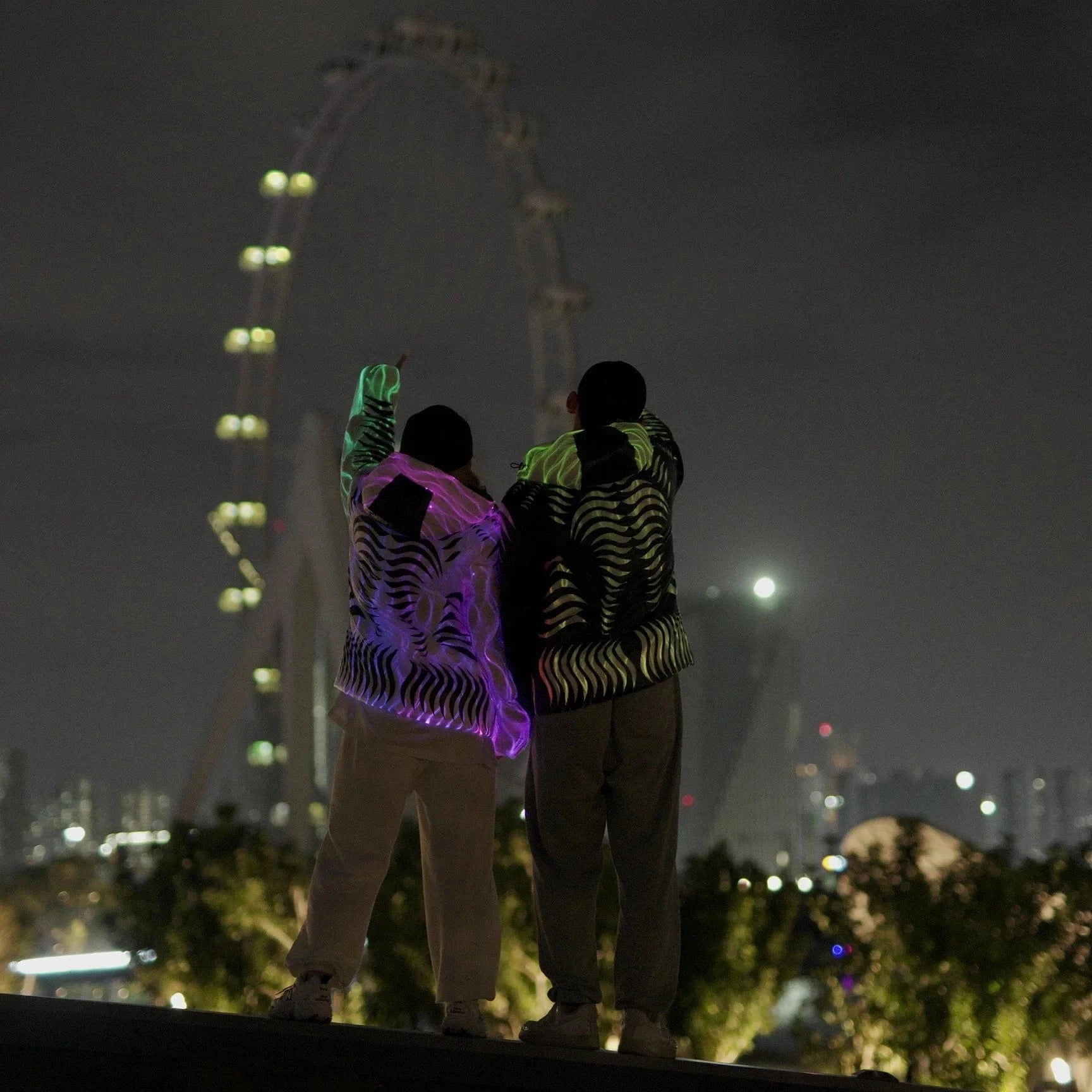 App software control Warm luminous fiber optic led light up puffer down jacket Coats