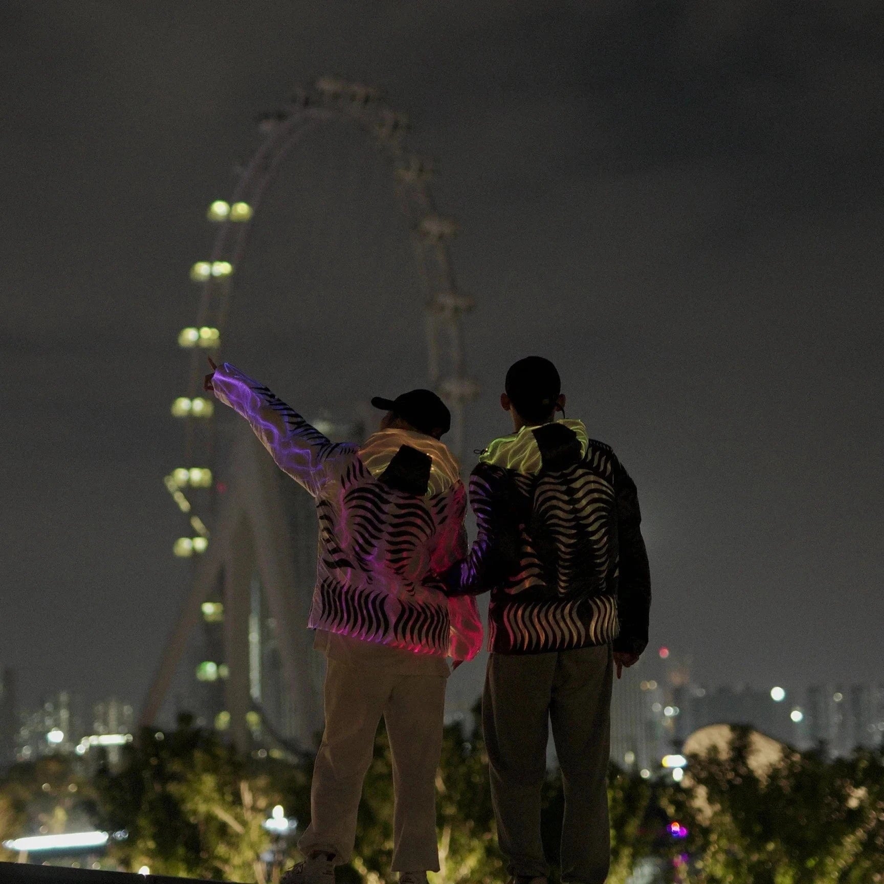 App software control Warm luminous fiber optic led light up puffer down jacket Coats