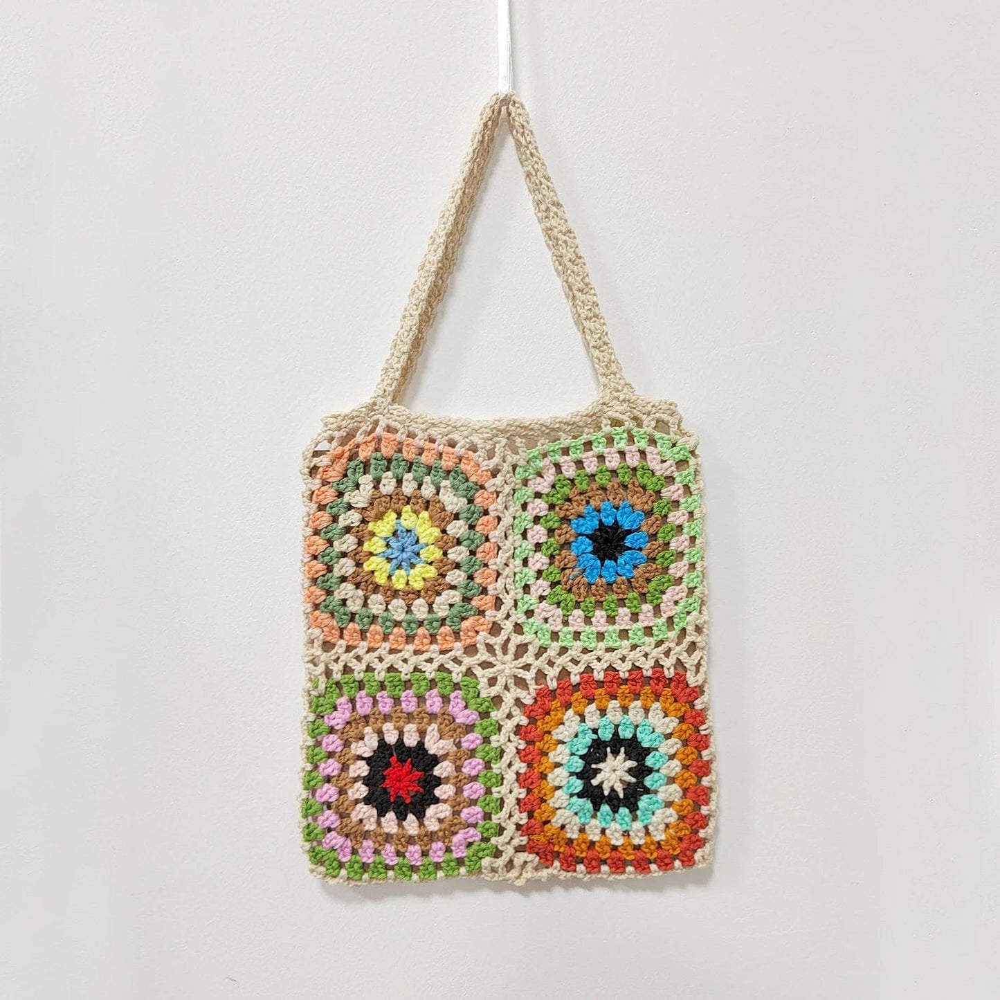 apricot Factory Granny Granny Square Handmade Crochet Single Shoulder Tote Handbag