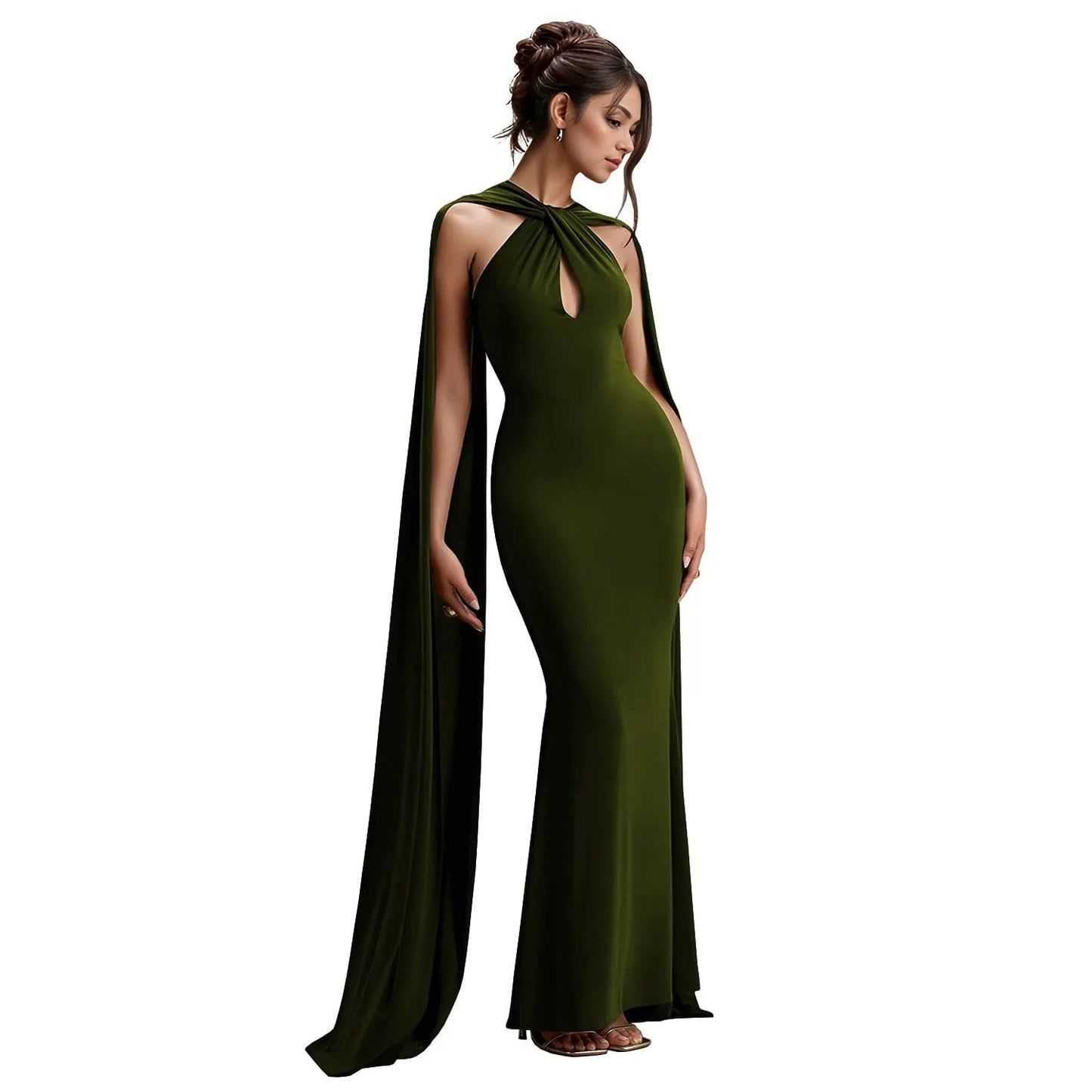 Army green / L Elegant Satin Ribbon Party Long Dress Women Black Off Shoulder Sleeveless Slim Female Dresses 2025 Summer Lady Evening Robe New