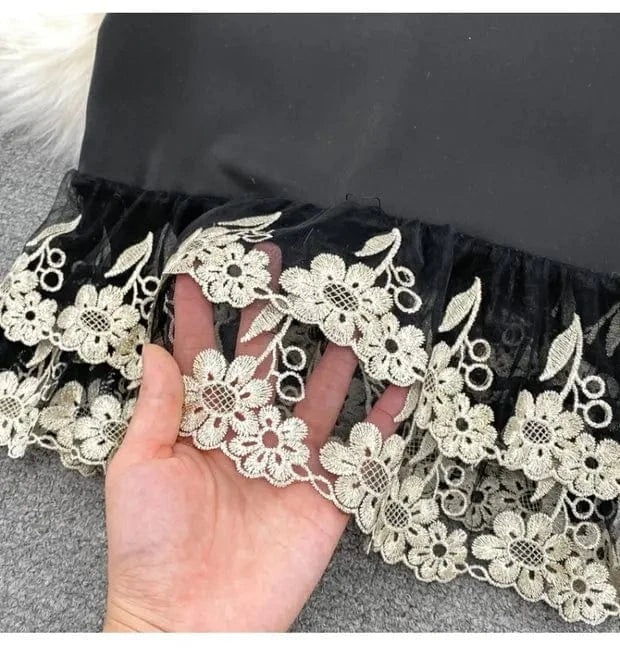 Arrivals ANSZKTN New Ladies Clothing Wholesale European And American Retro Embroidery Lace Decoration Slim Casual Dresses