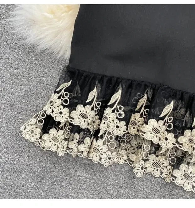 Arrivals ANSZKTN New Ladies Clothing Wholesale European And American Retro Embroidery Lace Decoration Slim Casual Dresses